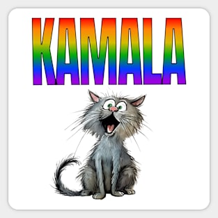 Cats and Cat Ladies for KAMALA shout it out rainbow design Sticker
